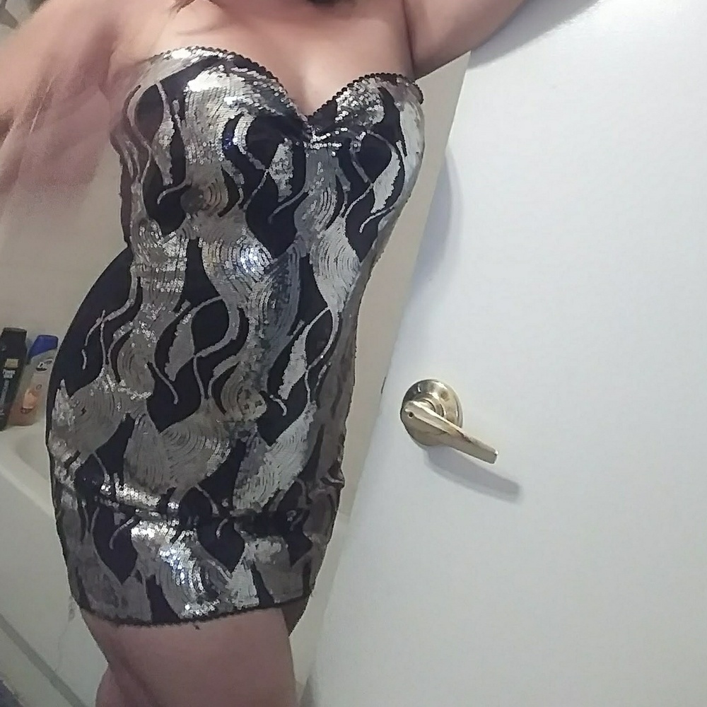 Sequins and flames mini dress